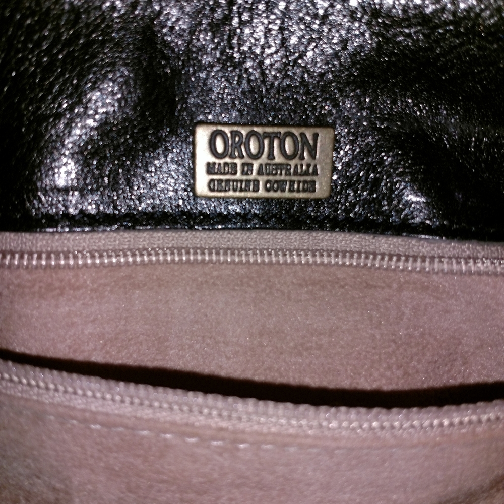 Oroton Black Leather Backpack - Picture 7 of 12